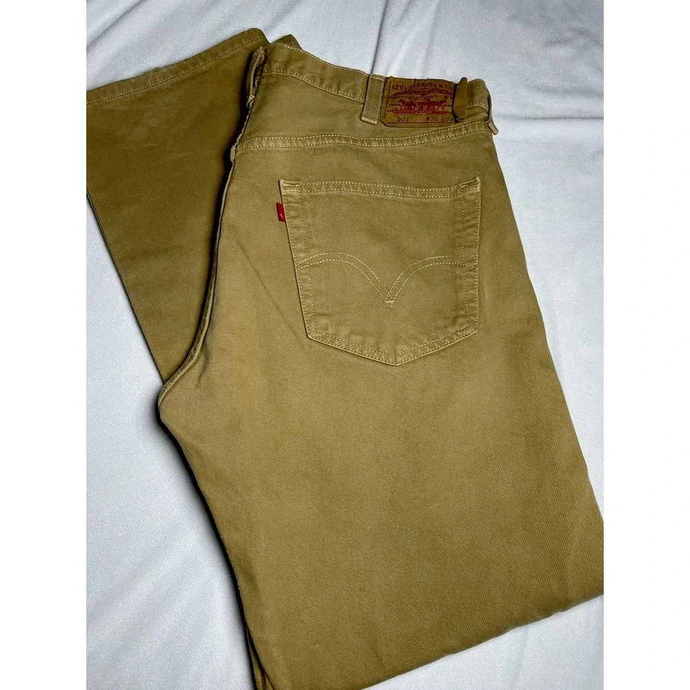 Levis 501 XX Jeans‎ Y2K 38x32 Tan Denim 100% Cotton Button Fly Straight Leg
